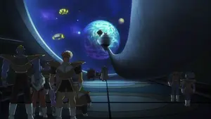The Ginyu Forces on King Cold's spaceship towards Planet Vegeta.