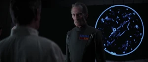 Tarkin facing Director Krennic after the test on Jedha.