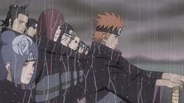 Yahiko, Konan, and Nagato forming the Akatsuki