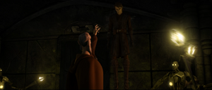 Dooku ultimately subdued Skywalker and brings down his unconsciousness body.