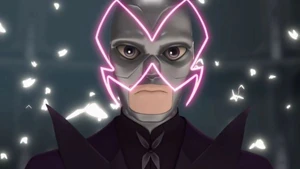 Hawk Moth reacting to Befana asking him to say "the magic word".