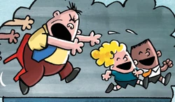 Mr. Krupp chasing George and Harold while litterally being glued to his seat.
