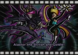 Alastor and Goldie leaping into battle.