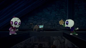 Cacoixtle chasing Finado and Moribunda.