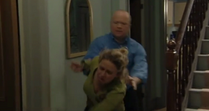 Phil dragging Lisa out of his house.