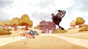 The Geese's breakdown, throwing Mordecai and Rigby's Television.
