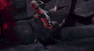 ...only to be shoved into a rock wall.