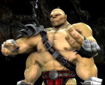 Goro talking to Liu Kang before fighting him MK9.jpg