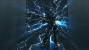 A Guurahk destroying a column with his disintegration powers.
