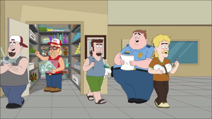 Robby and his friends robbing Paradise P.D. of their drugs.