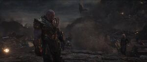 Thanos helplessly watches his whole army be annihilated.