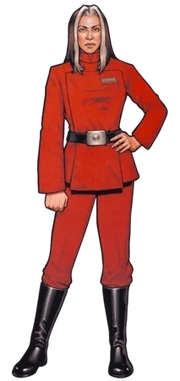 Ysanne Isard in her intimidating red uniform.