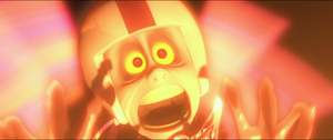 Turbo screaming in horror as he can't control himself while entering the Diet Cola beacon.