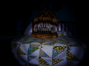 Nightmare Fredbear on the Bed.