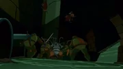 The Turtles encounter the Sewer Worker guy from earlier, along with his Roach Buddies.