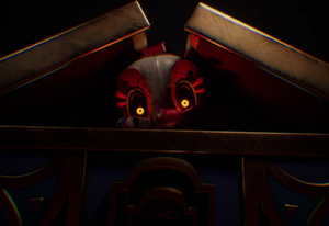 The Jackie animatronic at the end of the trailer for Five Nights at Freddy's: Secret of the Mimic, speculated to be the Mimic itself or at least its host.
