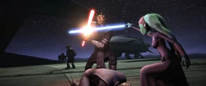Savage dueling Finn Ertay on Stobar.