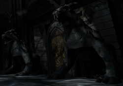 The inanimate statues of the Terror Dogs as seen in Ghostbusters: The Video Game (Realistic Version).