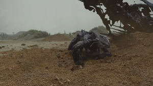 A Klum attempting to escape a band of resistance soldiers after crashing his fighter.