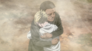 Annie reunites with her adoptive father.