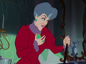 When Drizella's foot is proven too big to fit into the slipper, Lady Tremaine apologizes to the Grand Duke.