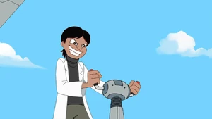 Rodrigo grabbing the controls of Doofenshmirtz's giant propellers, preparing to use them to split the Tri-State Area into two.