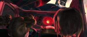 "Where's your robot friend? Where is he?!" Stone peering inside the car containing Cora and her friends, threatening them for Astro.