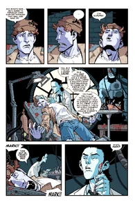 P37 3.jpg (389 KB) D.A. Sinclair injecting a serum on William and D.A. Sinclair questions who Mark is.