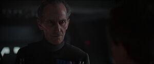 Tarkin confronting Director Krennic over previous failures and command of the Death Star.