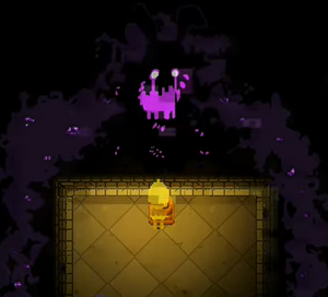 Glitchtrap confronting the Princess in Princess Quest.