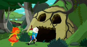 S5 e12 Finn and Flame Princess running into a dungeon