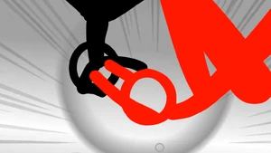 The two go through one of the circle doors...