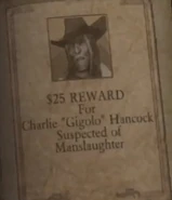 Charlie "Gigolo" Hancock's wanted description.