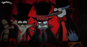 Black Hat with Rigby and Mordecai from Regular Show.