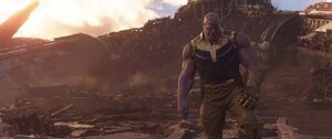 Thanos preparing to show Titan before it's destruction to Strange.