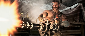 Kano firing a minigun