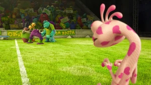 Randall observing Sulley celebrating with Oozma Kappa.