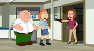 Gretchen pointing a gun at Lois