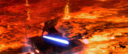 Blinded by rage and arrogance, Vader attempted to make the same jump, blade angled for the kill.