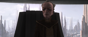 Palpatine assigns Senator Amidala to spearhead the investigation into the secret accounts.