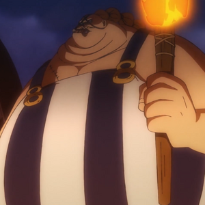 Queen at age 36, during the Beasts Pirates' battle against Kouzuki Oden and the Akazaya Nine.