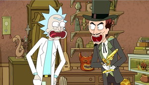 Rick and Lucius Needful's evil laughs.