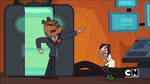 Beartop Manbelow orders his scientist around.