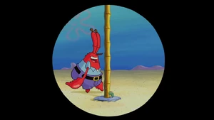 Mr. Krabs tauntingly dances.
