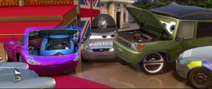"How did the tow truck figure it out?" - Axlerod meeting his defeat as the police cars arrest him for his crimes