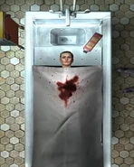 Winterson's corpse at the hospital.