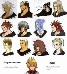 An artwork of the faces of all certain 13 Organizers (collectively known as the Organization XIII).