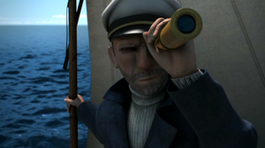 Sailor John viewing his telescope.