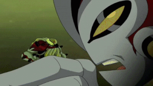 Vilgax's well-deserved defeat as he is thrown screaming into outer space by Way Big.