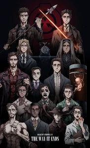 Calvin Lucien (top-left) with the Spear of the Non-Believer and the O5 Council.